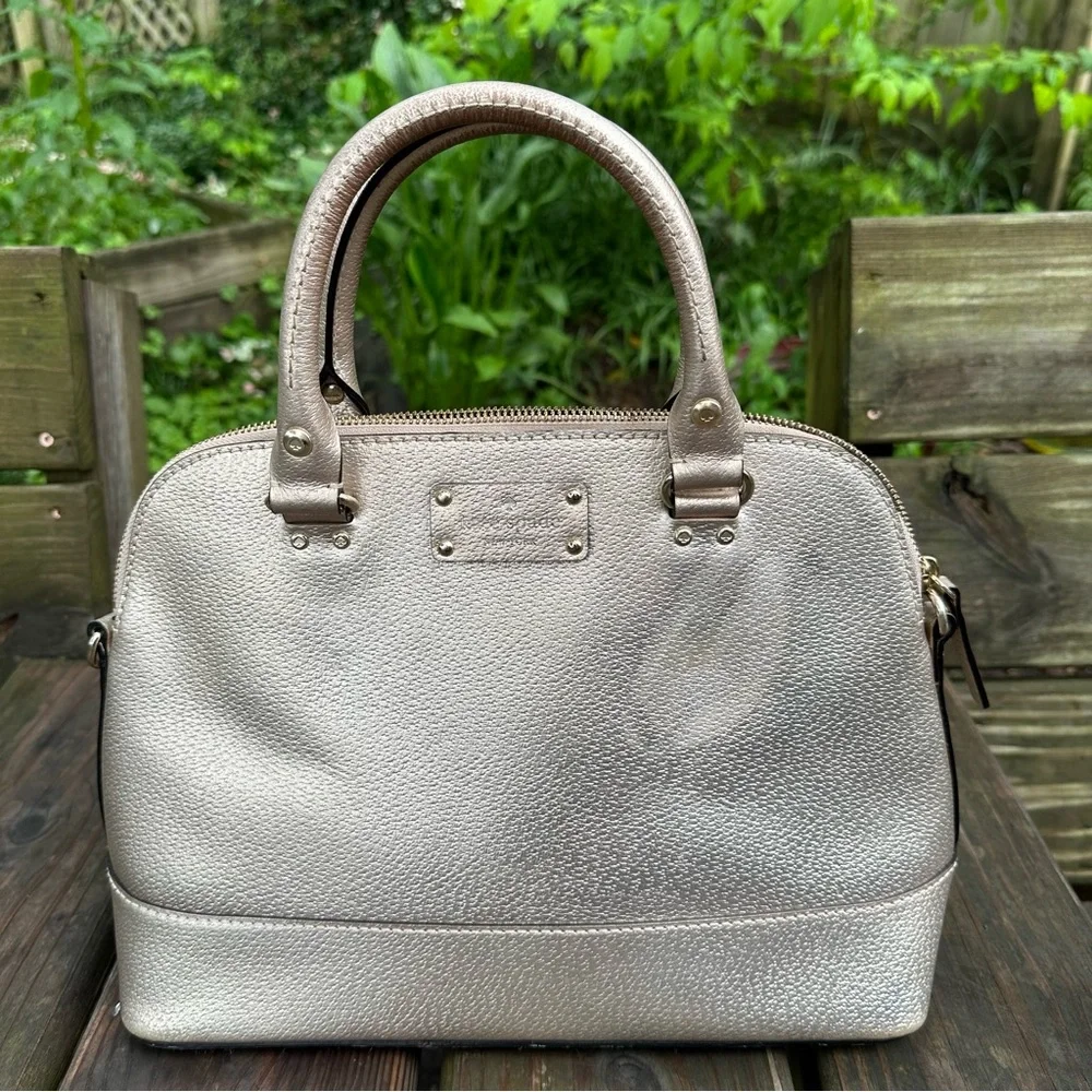 Kate Spade Wellesley Rachelle Satchel Rose‎ Gold Pebbled Leather Purse Handbag